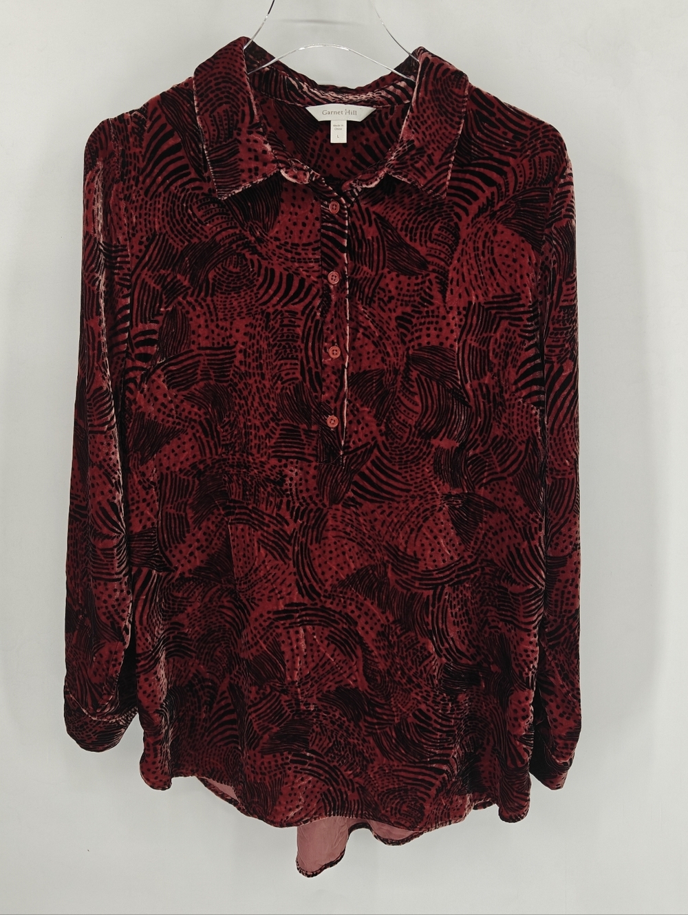 Garnet Hill Relaxed Velvet Tunic Size L